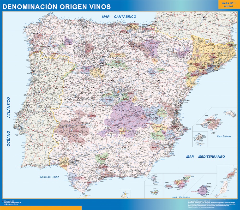 Mapa España Vinos | Tienda Mapas