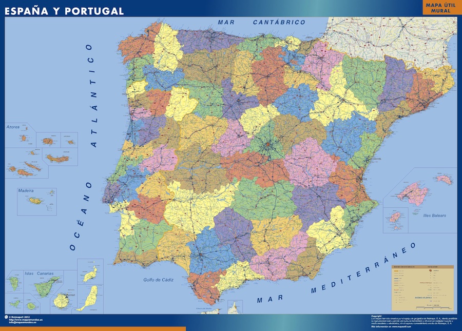 Mapa Espana plastificado provincial
