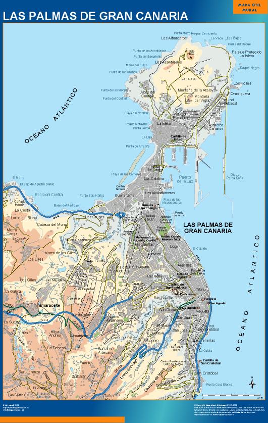 Saqueo láser Aspirar Mapa mural accesos Las Palmas de Gran Canaria | Tienda Mapas