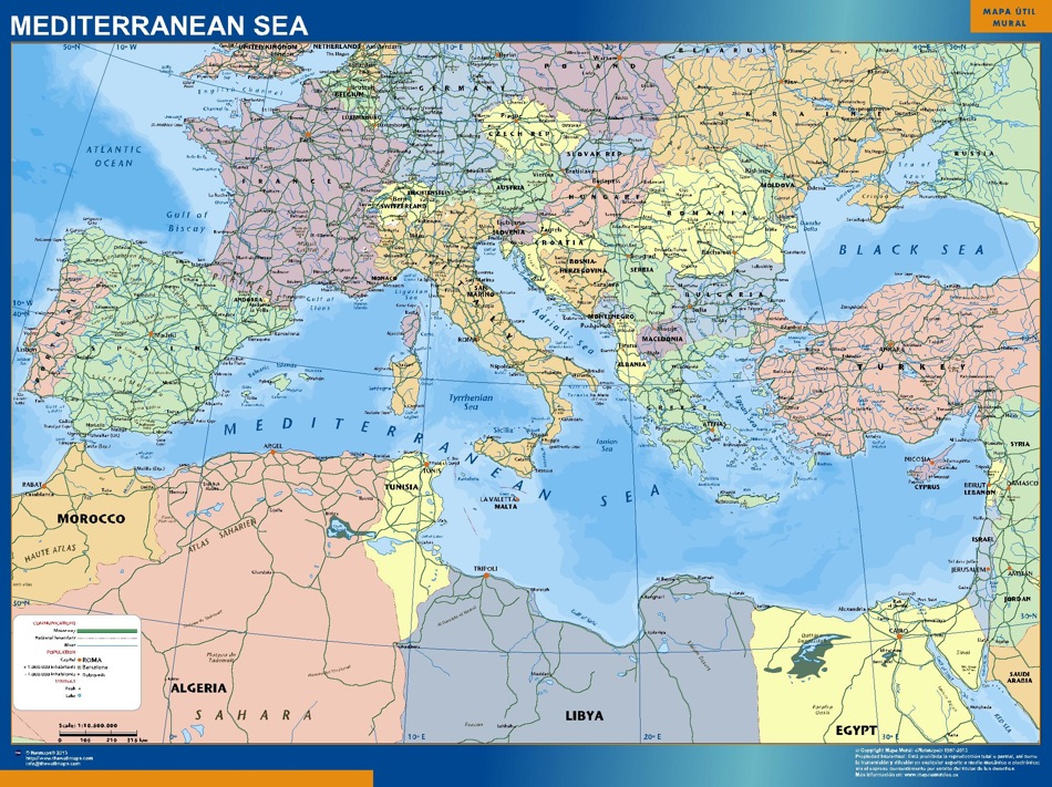 mapa mar mediterraneo