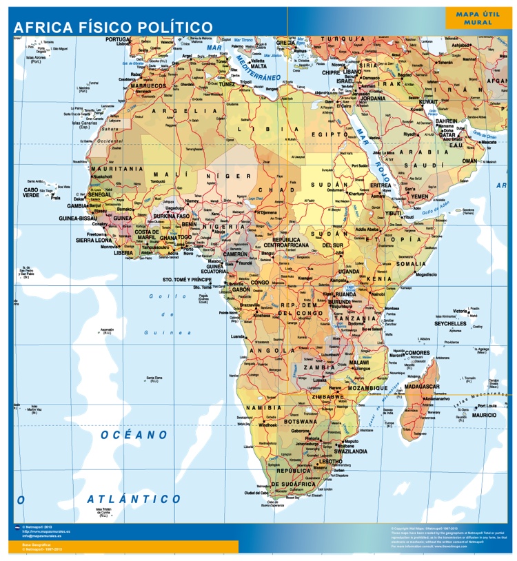 mapa africa fisico politico