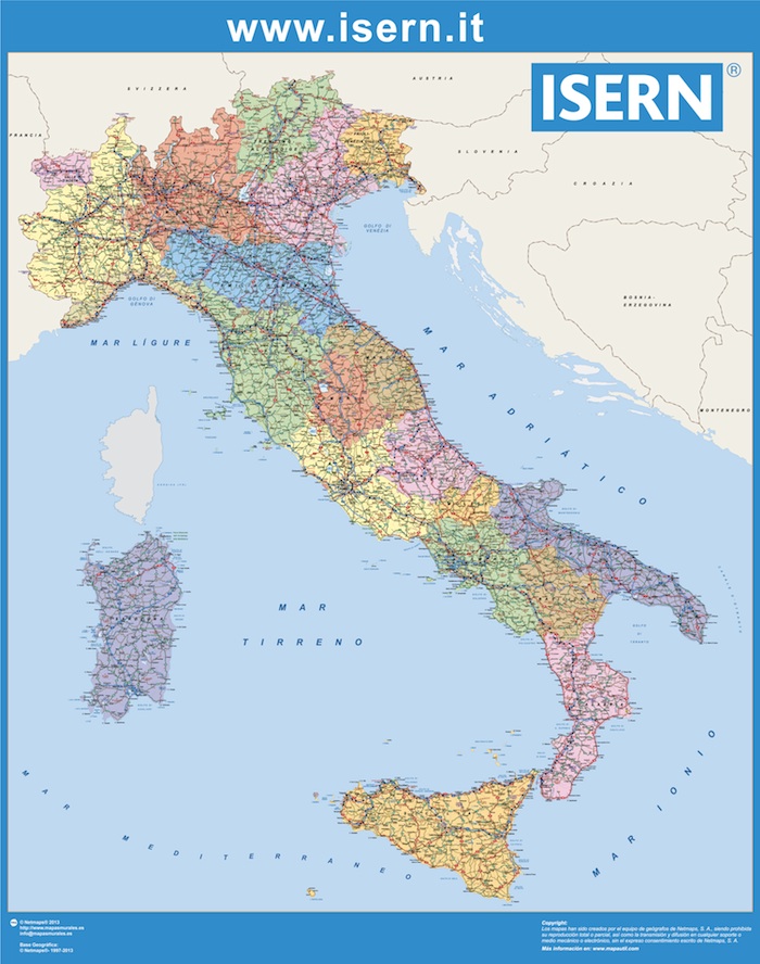 Mapa Italia regiones