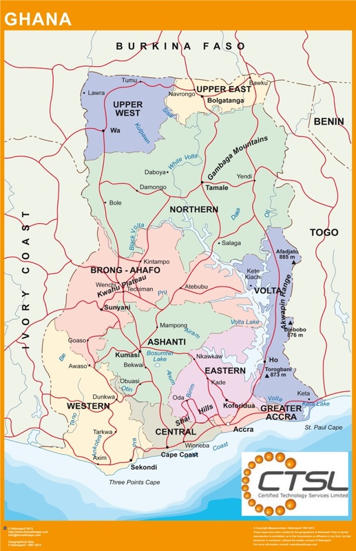 mapa carreteras ghana