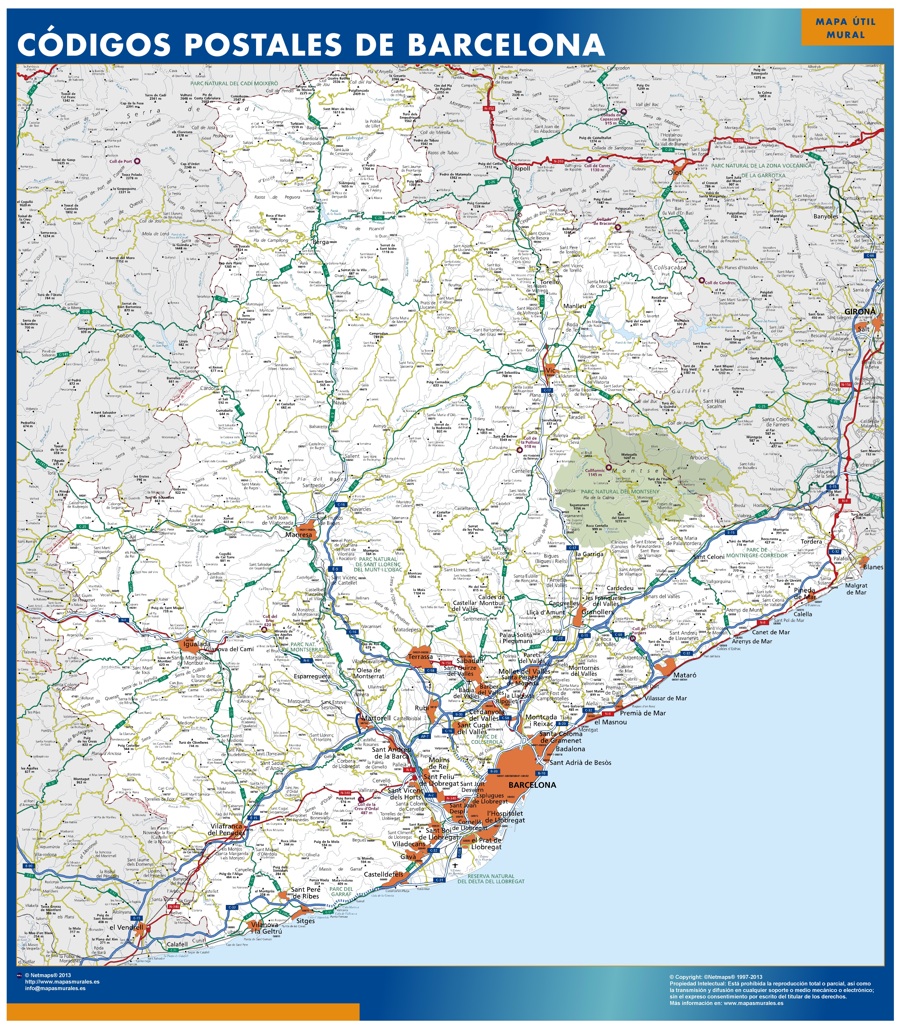 mapa barcelona provincia codigos postales
