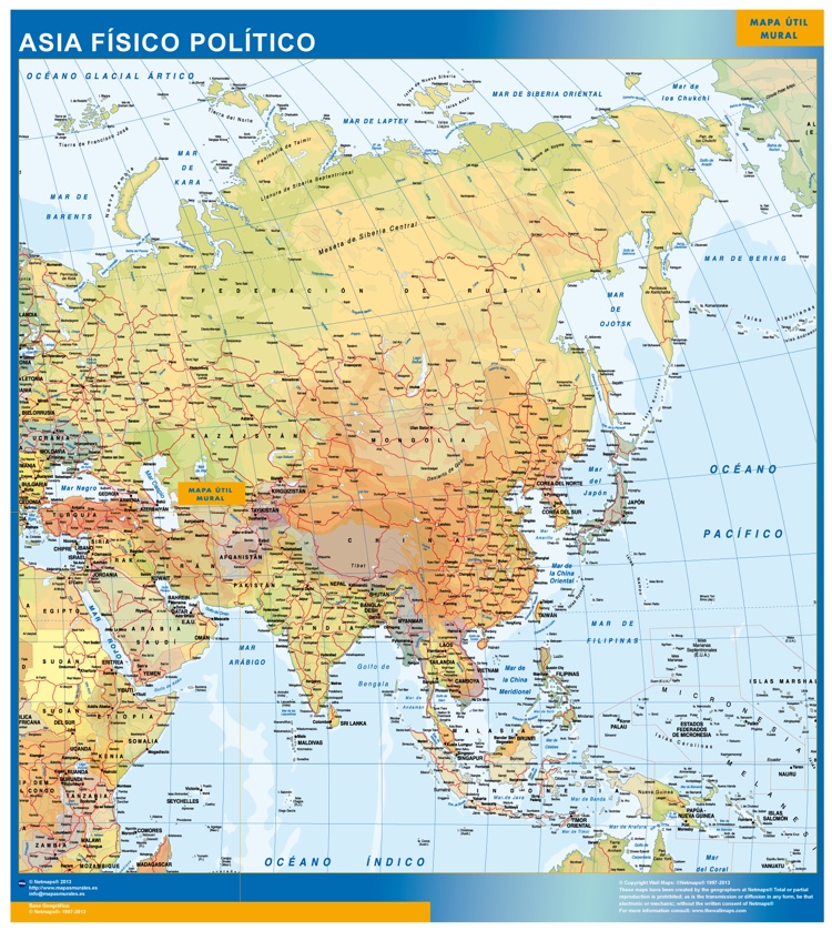 Mapa de Asia Politico | Mapas Murales de España y el Mundo
