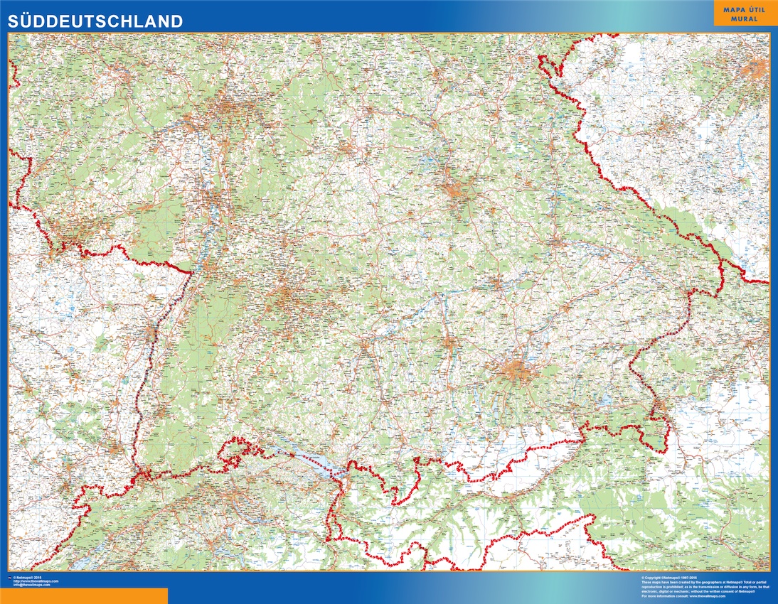 Mapa Sur de Alemania de carreteras