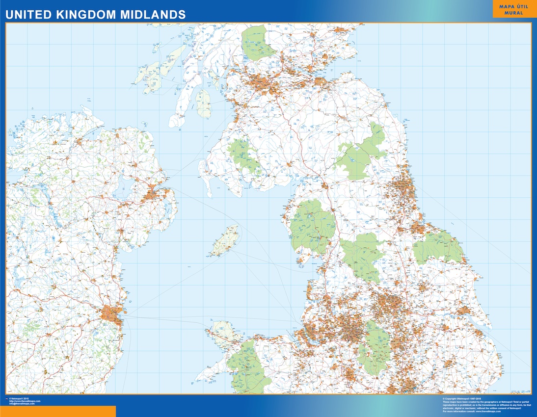 Reino Unido mapa midlands
