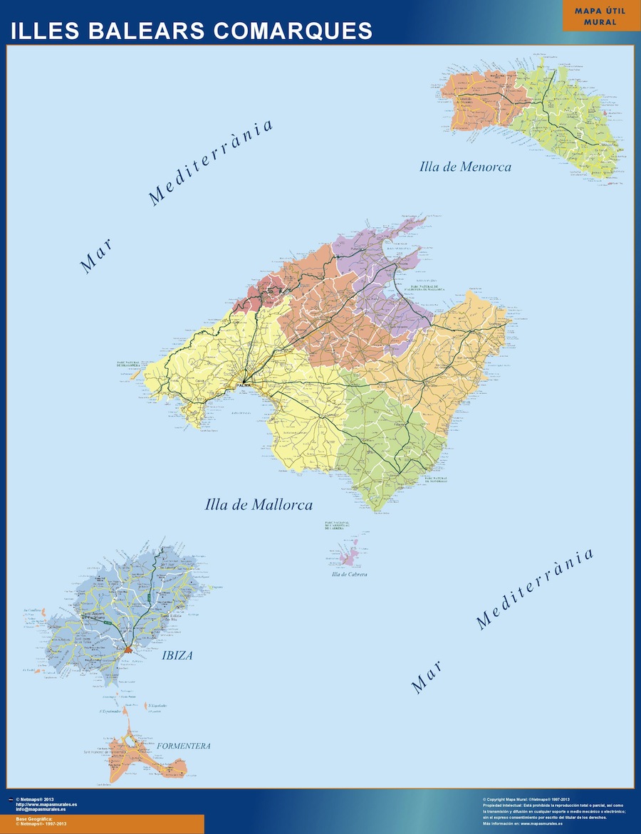 Mapa Islas Baleares Comarcal