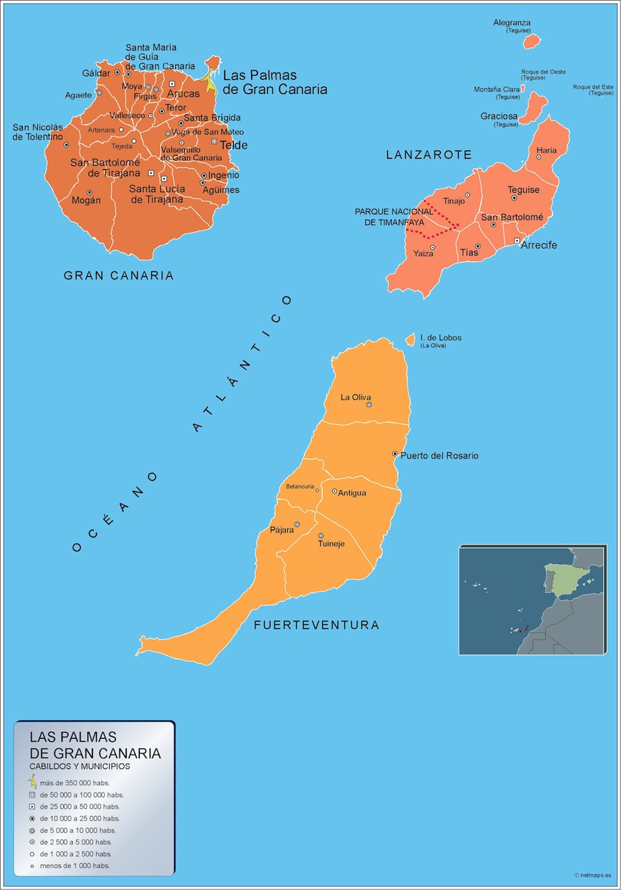 brazo Buena voluntad Monasterio Municipios Las Palmas Gran Canaria | Mapas Murales de España y el Mundo