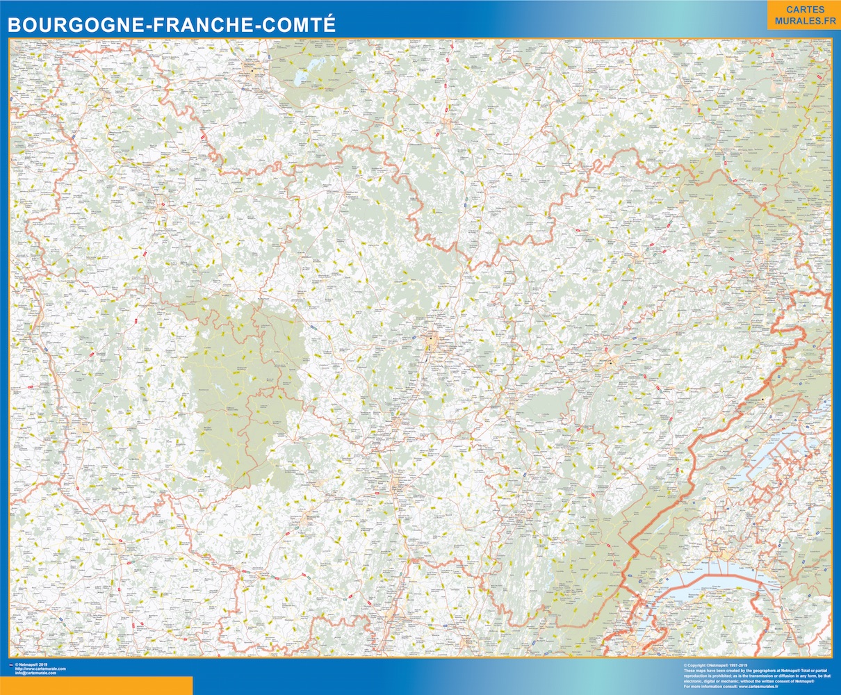 Mapa Region Bourgogne Franche Comte
