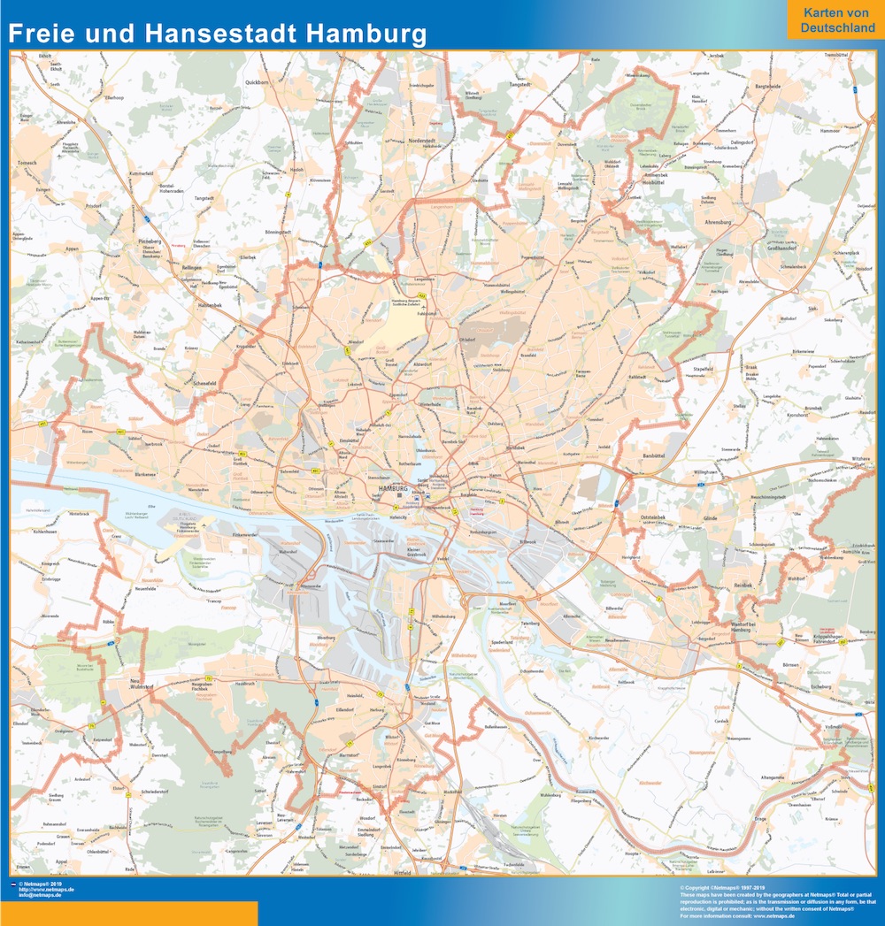 Mapa Ciudad libre y hanseática de Hamburgo