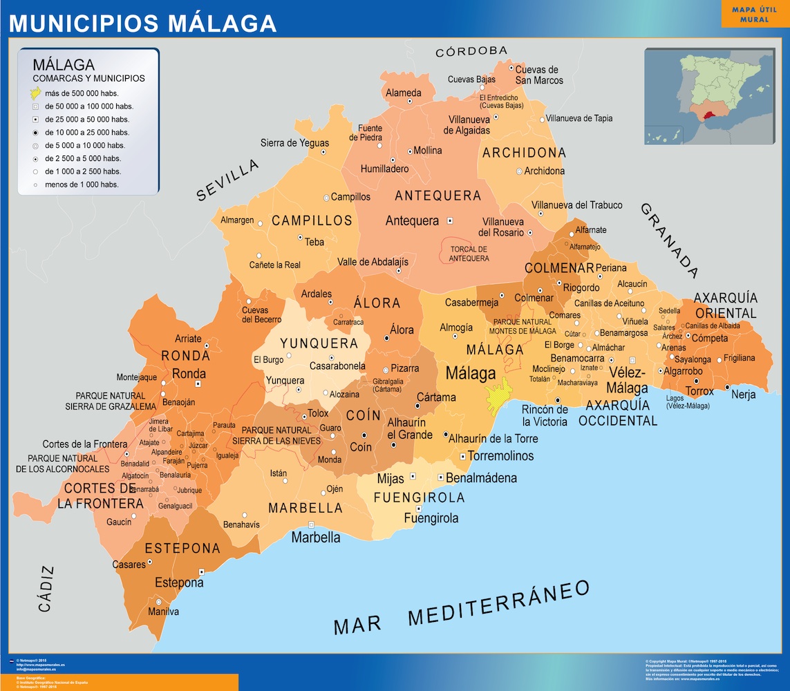 Mapa municipios provincia Malaga