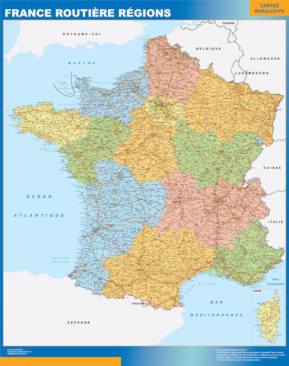 Mapa Francia carreteras regiones